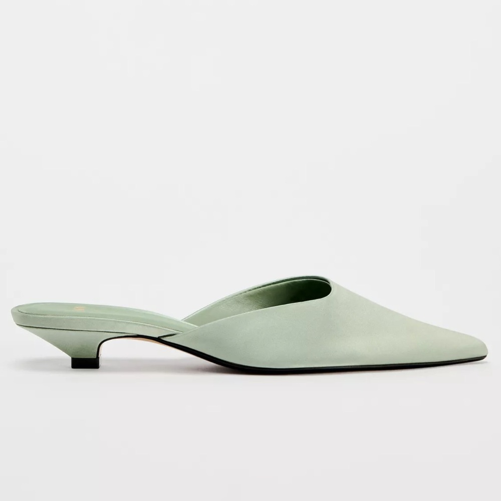 Zara Green satin  Heels